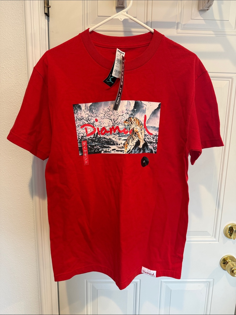 Diamond Supply Co. Red Short Sleeve Tee with Tiger Graphic
